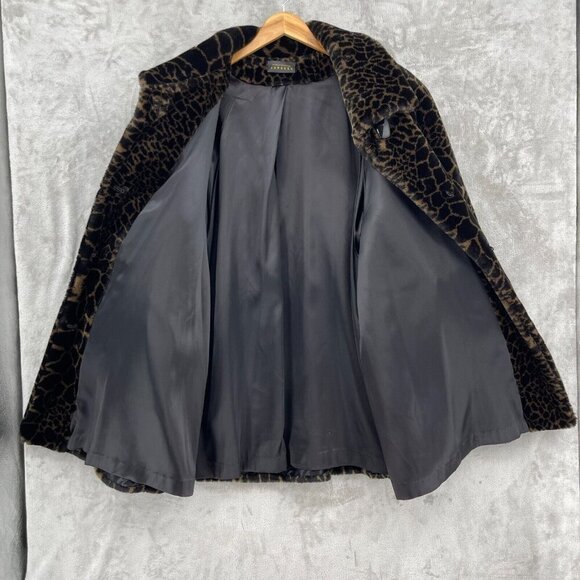 Vintage 90s Express Faux Fur Animal Print Coat Jacket Luxe USA Made - Picture 7 of 13